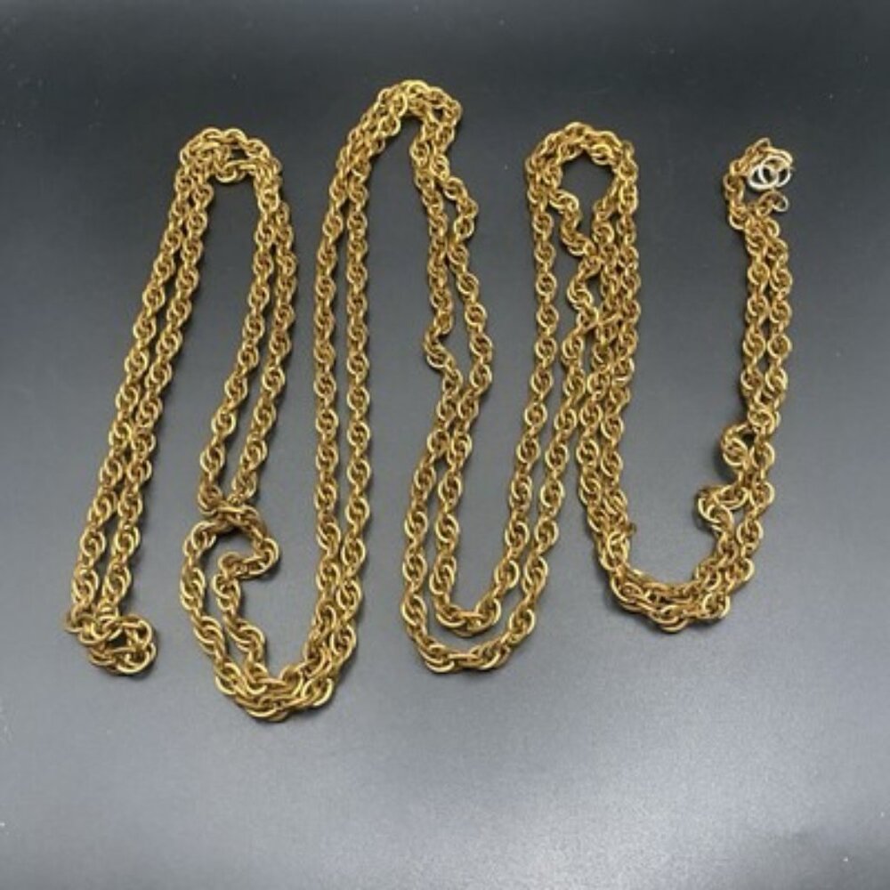 Vintage Antique Gold Tone Necklace Extra Long Rope 5mm Chain 96" Brassy LOOK - Picture 4 of 6